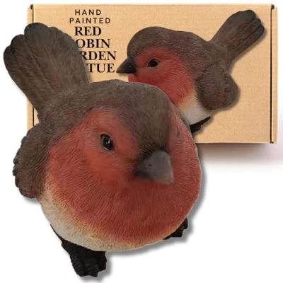 Image of G&amp;H Great Tit 19cm Bird Garden Ornament Hand Painted Resin Figurines Ornaments with Intricate Detail Suitable for Indoor Outside Use Weather Resistant (Robin)