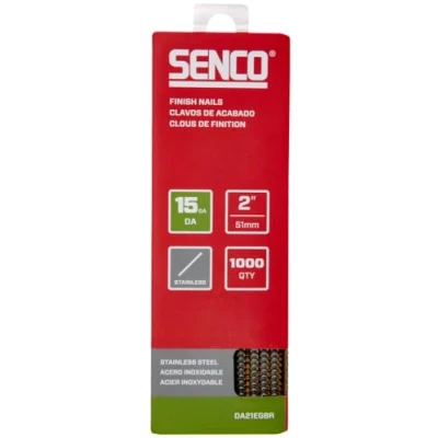 Image of SENCO DA21EGBR 2&quot; 15 Gauge Angled Finish Nails, Stainless Steel 1,000 Count Pack