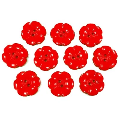 Image of Large Daisy Flower Feature Button 22mm Pack of 10 (Red)