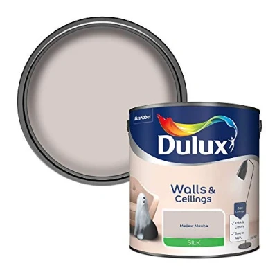 Image of Dulux Silk Emulsion Paint For Walls And Ceilings Mellow Mocha 2.5 Litres