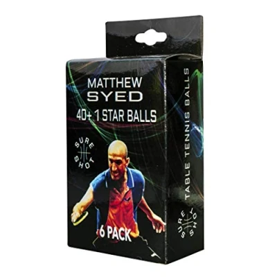 Image of Sure Shot Matthew Syed 40+ 1 Star Table Tennis Balls, Pack of 6,White