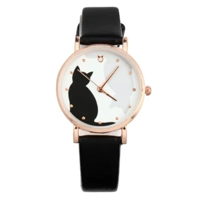 Image of Women Watches Cartoon Lovely Cat Pattern Wrist Watch Leather Quartz for Ladies Girls