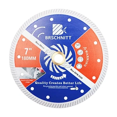 Image of BRSCHNITT Diamond Blade for Concrete Masonry,180mm with Arbor 25.4mm 22.23mm 16mm Dry/Wet Continuous Rim Cutting Disc Granite Marble Stone Hard Reinforced