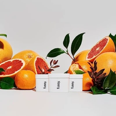 Image of Fussy Natural Deodorant Refill Pack of 3 Aluminium Free Citrus Scent 24 Hour Protection 100% Effective Wide Eyed Mandarin, Grapefruit &amp; Pepper Vegan Cruelty x 40g Refills