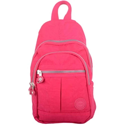 Image of Valita Mens/Womens Crinkled Nylon Handy Practical Tavel Ruck Sack/Back Pack Pink