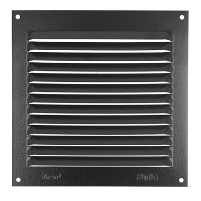 Image of Amig Square Aluminium Grille with Mosquito Net Air Ventilation Grilles for Outlet Ideal Kitchen and Bathroom Ceiling Dimensions 150 x mm Black