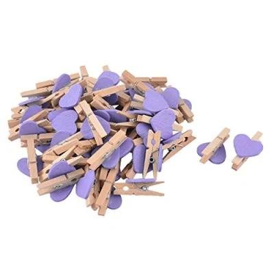 Image of Sourcingmap Card Photo Paper Love Heart Crafts Spring Pegs Mini Wooden Plastic Art Suppllies Multi Purpose Clip 50pcs Purple