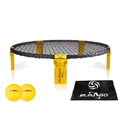 Image of Mookis Blinngoball Game Set Includes Sturdy Legs, Roundnet, 2 Balls, Pump, Carrying Bag and Rule Book