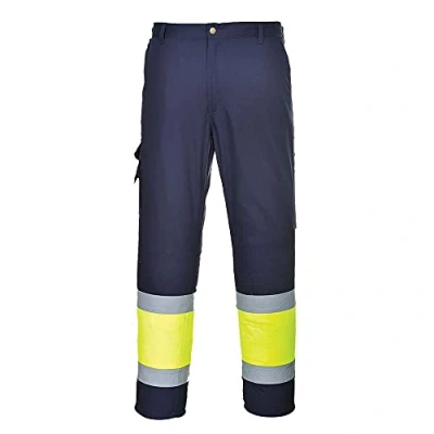 Image of Portwest Hi Vis Two Tone Combat Trouser Yellow/Navy Tall Large