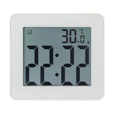 Image of Digital Bathroom Shower Kitchen Clock Timer with Alarm Waterproof for Water Splashes Visual Countdown Small Clocks Wall Suction Cup Battery Operated Temperature