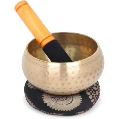 Image of Zap Impex Beautiful New Hand Hammered Brass Singing Bowl Tibetan Meditation Yoga Bowls 4.5 Inch