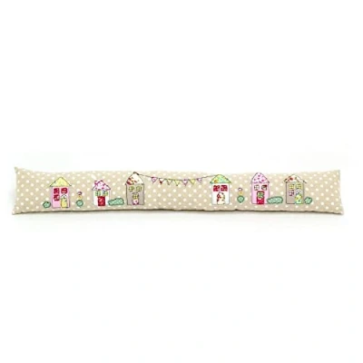 Image of 88cm Applique Houses Draught Excluder Fabric Door Polka Dot Draft Cushion For Doors