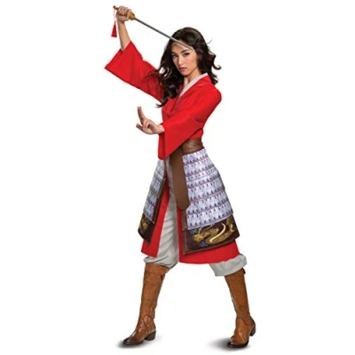 Image of Disguise 79493E Mulan Hero Dress Deluxe Adult Sized Costumes, Red, L