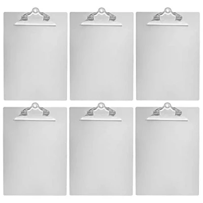 Image of Amazon Basics Aluminum Clipboard, Letter Size, Standard Clip, 6 Pack, Silver