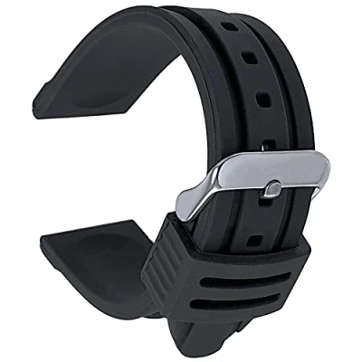 Image of Talk Time Silicone Rubber Divers Watch Strap Black 20mm