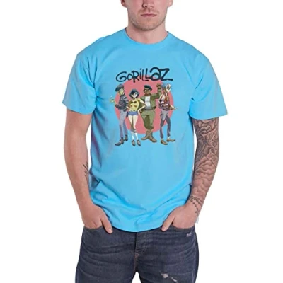 Image of Gorillaz T Shirt Group Circle Rise Band Logo Official Mens Sapphire Blue S