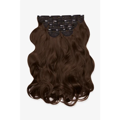 Image of Lullabellz Super Thick Natural Wavy Clip In Hair Extensions 5 Piece, 22 Inch Length, Chocolate Brown