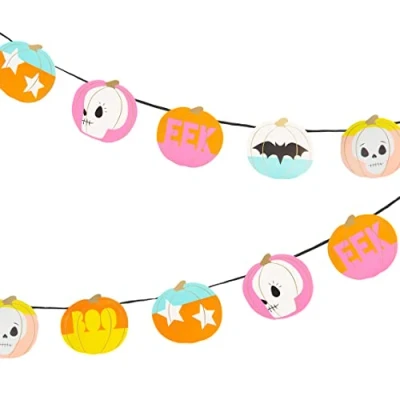 Image of Talking Tables Happy Halloween Party Decorations 3m Paper Garland with Cute Pumpkins Bats Skulls Orange Bunting Hanging Banner, HALLOWGARLAND