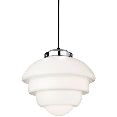 Image of Art 1 Light Ceiling Pendant Chrome, Opal White Glass, E27