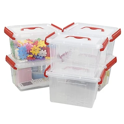 Image of Kiddream 3 Liter Plastic Small Boxes, Clear Storage Boxes with Lids Set of 6