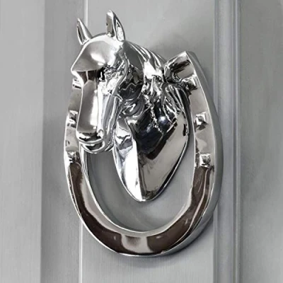 Image of Bright Chrome Horseshoe Door Knocker
