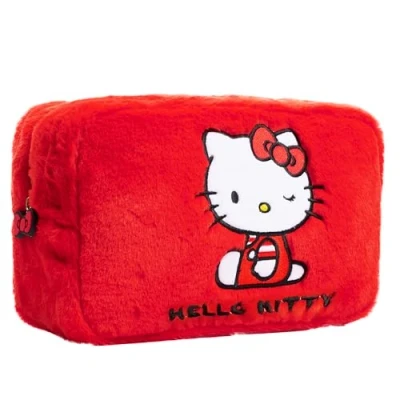 Image of Hello Kitty Fluffy Toiletries Bag, Cute Makeup Bag Travel Gifts for Her