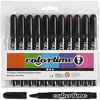 Image of Colortime Marker, 5 mm line, black, 12pcs