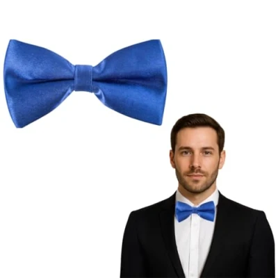 Image of Clip On Satin Plain Colour Safety Bow Tie (Royal Blue)