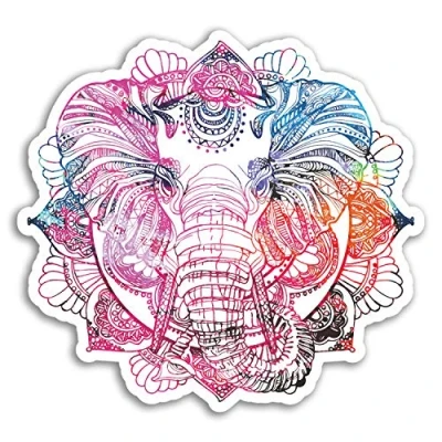 Image of 2 x 10cm Elephant Mandala Vinyl Stickers Tribal Sticker Laptop Luggage #17815 (10cm Wide)