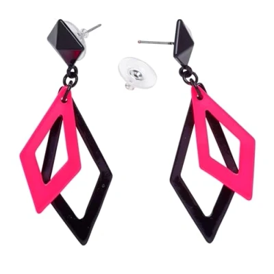 Image of WIDMANN 03538 ? Rhombus Earrings One Size Neonfarbe