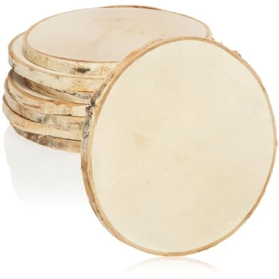 Image of com four® 8x coasters made of natural wood glass for glasses wooden discs handicrafts Ø approx. 11 13cm