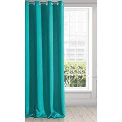 Image of Eurofirany LOGAN Extra Long Blackout Curtain 1 Unit Eyelets, Light blocking Room Darkening Bedroom Living Room, W53 x L98, Dark Turquoise