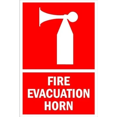 Image of Fire evacuation horn 1mm flexible Plastic sign (200mm x 150mm)