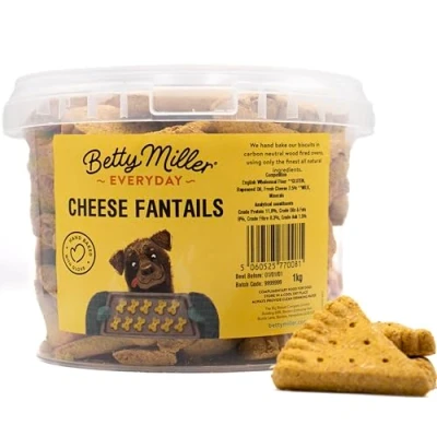 Image of Betty Miller Dog Treats Baked Biscuits 1kg, Large Cheese Fantails