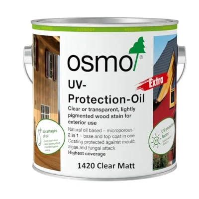 Image of Osmo UV Protection Oil Extra for Exterior Wood, Clear Matt 1420 Vertical Structures (Clear Matt, 2.5L)