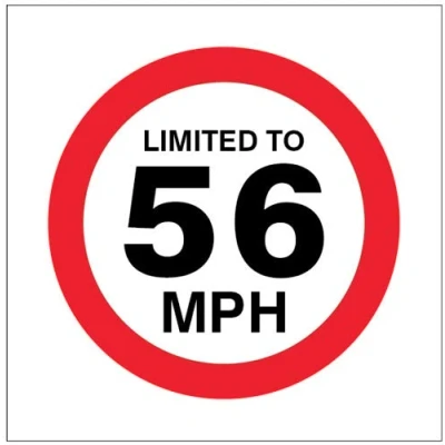 Image of Vehicle Marking Signs Limited to 56mph Self Adhesive Vinyl