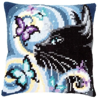 Image of Vervaco Cross Cushion pre Printed, Cotton, Multicoloured, 40 x cm