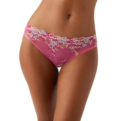 Image of Wacoal Women&#039;s Embrace Lace Bikini Panty Style Underwear, Hot Pink/Multi, XL