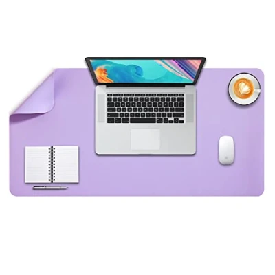 Image of Desk Pad Large, Mat, Extended Mouse L, Blotter, DOBAOJIA Laptop Writing for Office/Home, Dual Side Use PU Leather Waterproof 31.5&quot; X 15.7&quot;(Purple/Purple)