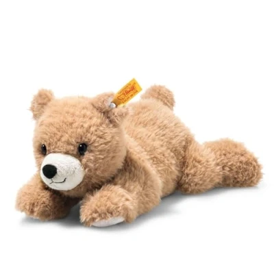 Image of Steiff Barny Brown Bear lying 22 cm, Stuffed Animal Teddybear, fluffy Plush Toy for playing &amp; cuddling, Teddy made of cuddly soft gentle Baby Skin, Machine washable