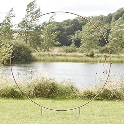 Image of Ginger Ray Botanical Rose Gold Metal Frame Moongate Arch Hoop For Balloons, Backdrops, Weddings &amp; Parties