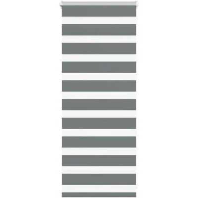 Image of vidaXL Zebra Blind Dark Grey 55x100 cm Fabric Width 50.9 Polyester