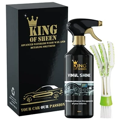 Image of King of Sheen Vinyl Shine Car Dashboard Cleaner and interior + Handy Vent Duster Brush, Effortlessly Enhance the Appearance your Cars Interior, 500ml
