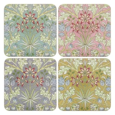 Image of The Leonardo Collection Hyacinth Coasters Set of 4 For All Modern Kitchen &amp; Offices Designed By William Morris Types Cups Mugs