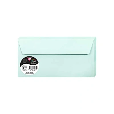 Image of Clairefontaine Ref 55335C Pollen Adhesive Envelopes (Pack of 20) DL Sized, 120gsm Paper, Printer Compatible, Acid Free, Strip for Easy Seal Jade Green