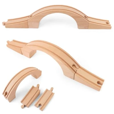 Image of Wood Train Track Expansion Wooden Accessories Bridge for Most Major Toy Trains Railway