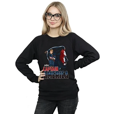 Image of Marvel Women&#039;s Avengers Infinity War Captain America Character Sweatshirt Black Large