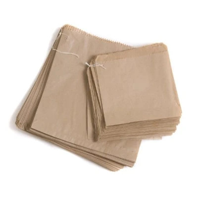 Image of bag it Plastics Brown Paper Food Bags 8.5&quot; x Strung Pack of 500