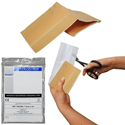 Image of Steroplast Hypo Allergenic Sterostrip Washproof Water Resistant First Aid Plaster Strip, 7.5cm x 1m (1 Strip)