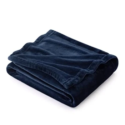 Image of Bedsure Fleece Blanket Sofa Throw Versatile Fluffy Soft for Bed and Couch Twin/Double, Navy Blue, 150x200cm